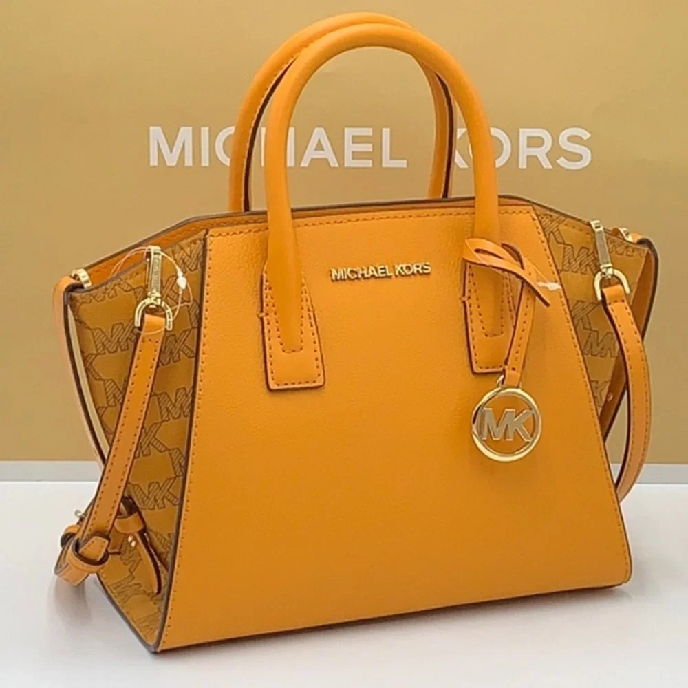MICHAEL KORS AVRIL SMALL TOP ZIP SATCHEL CROSSBODY BAG HONEYCOMB COLOR